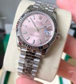 Swiss Copy Rolex 31mm Datejust Jubilee Pink Dial w- White sticks Bracelet